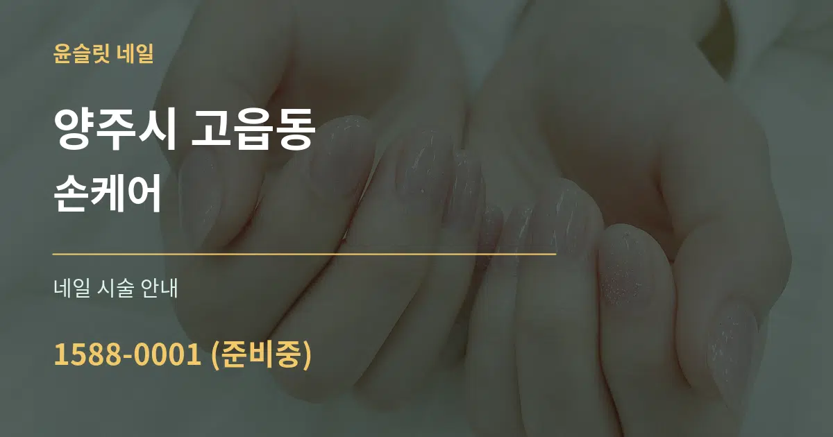 양주시 고읍동 손케어 대표 안내 그래픽